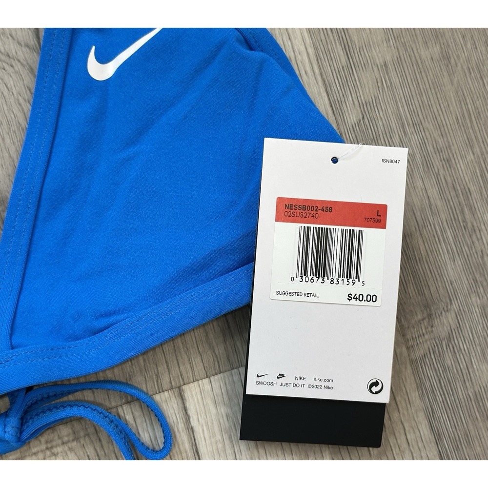 Nike Hydrastrong Women's Blue Bikini Swimsuit Top Size Large NWT MSRP: $40 - Picture 3 of 9